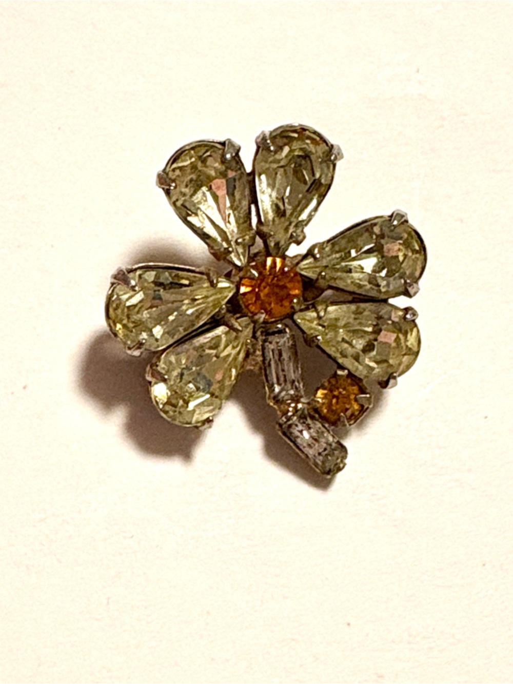 Vintage 1950s Flower Brooch Yellow & Orange